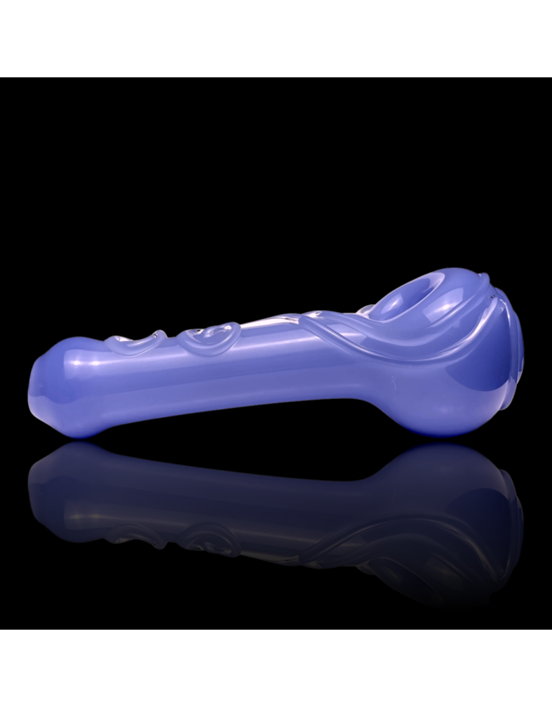 Koy Glass Milky Blue Scroll Pipe by Koy Glass