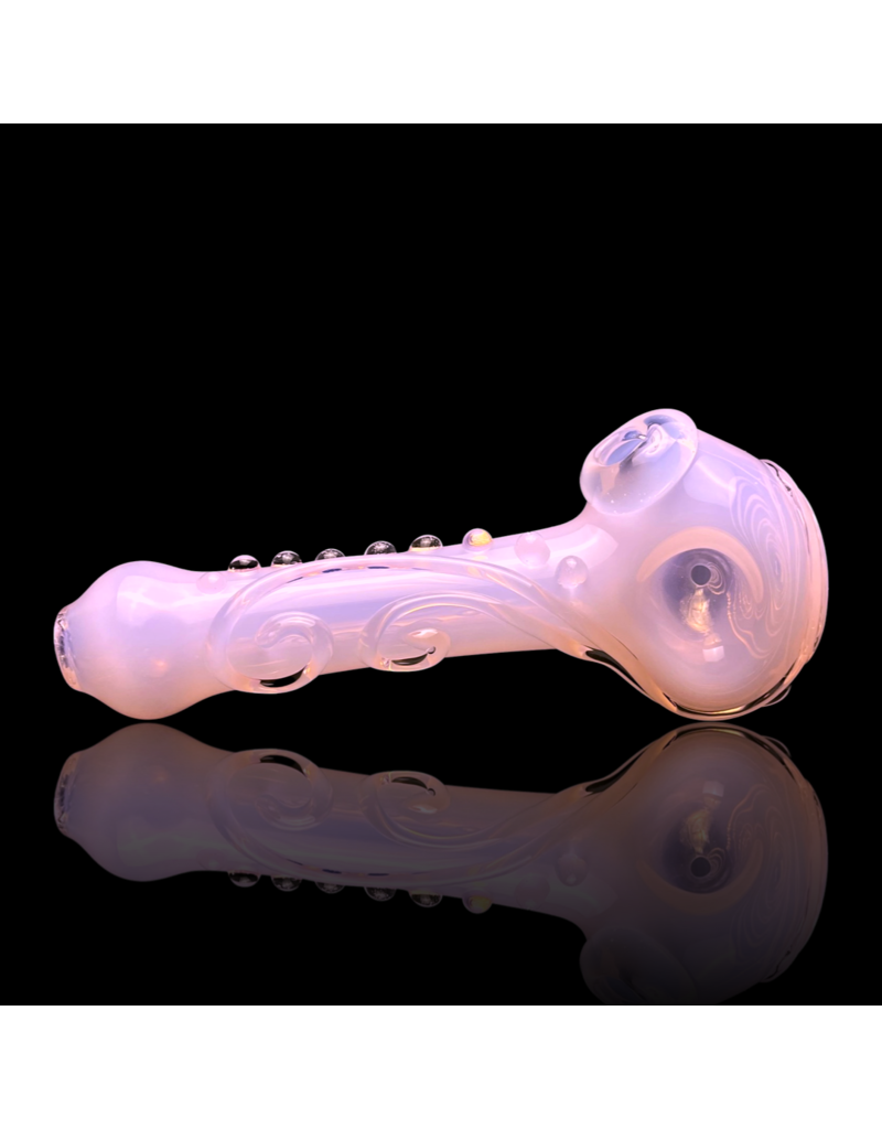 Koy Glass Jade Pink Scroll Pipe by Koy Glass