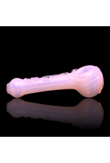 Koy Glass Jade Pink Decorated Pipe by Koy Glass