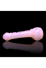 Koy Glass Jade Pink Scroll Pipe by Koy Glass