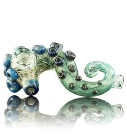 Tab Glass SOLD Tab Glass Green / Blue Tentacle Spoon Glass Enthusiast