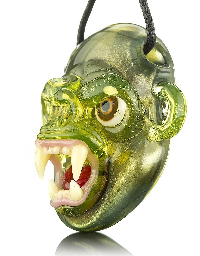 COYLE Coyle Green Open Mouth Monkey Glass Pendant