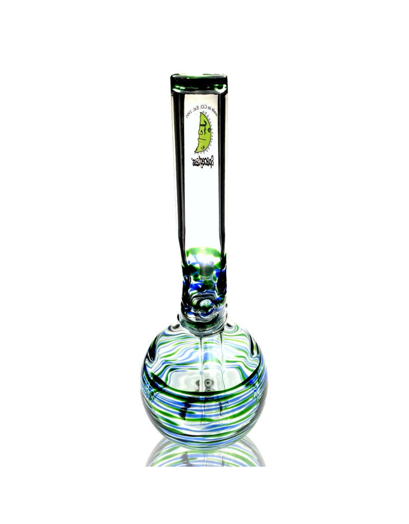 14mm Green & Blue Wrap Zig Zag Bong by Space Glass