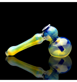 Silver Fume Cobalt Infused Hammer Bubbler Travy Buddy