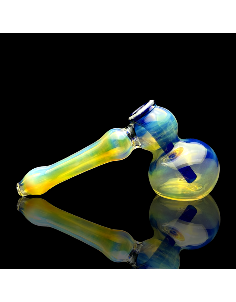 Silver Fume Cobalt Infused Hammer Bubbler Travy Buddy