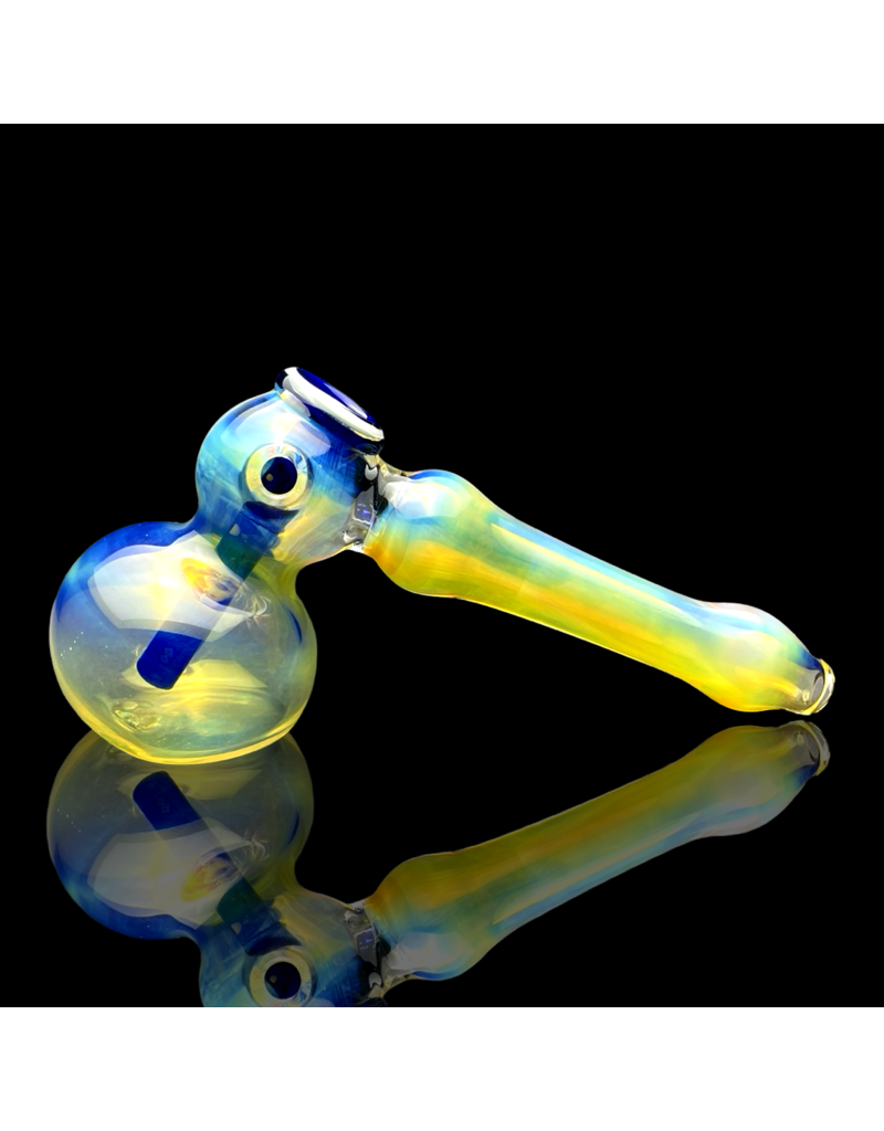 Silver Fume Cobalt Infused Hammer Bubbler Travy Buddy