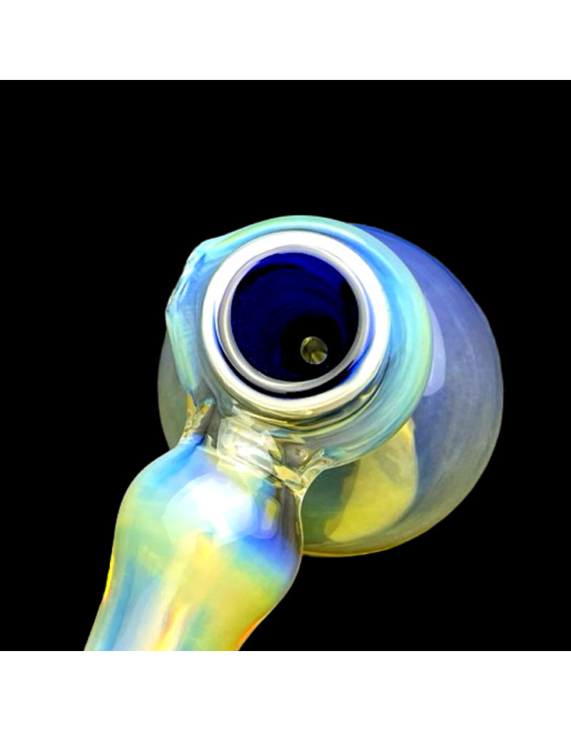 Silver Fume Cobalt Infused Hammer Bubbler Travy Buddy