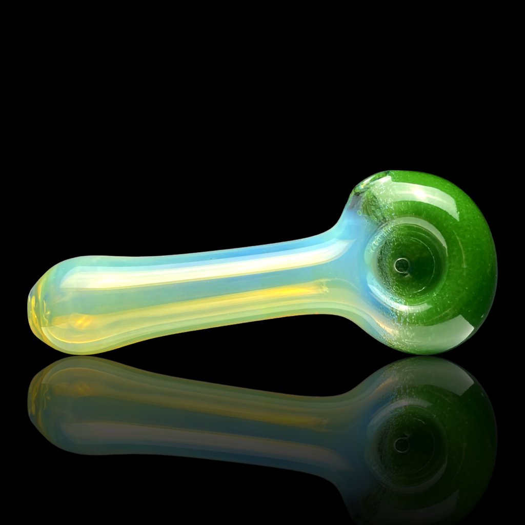Treso Fume & Forest Green Frit Cap Pipe — handmade fumed borosilicate glass by Treso Glass