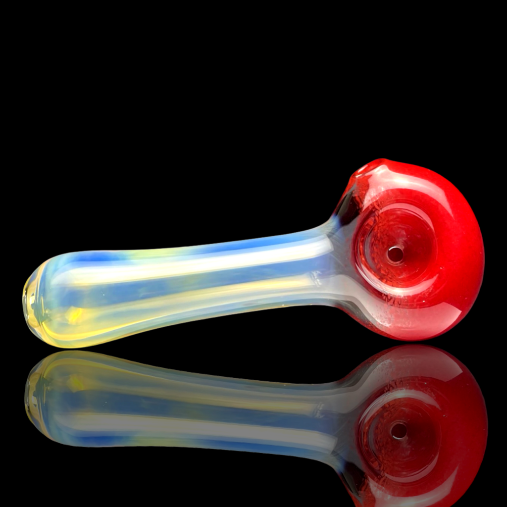 Treso Fume & Cherry Frit Cap Pipe — handmade fumed borosilicate glass by Treso Glass