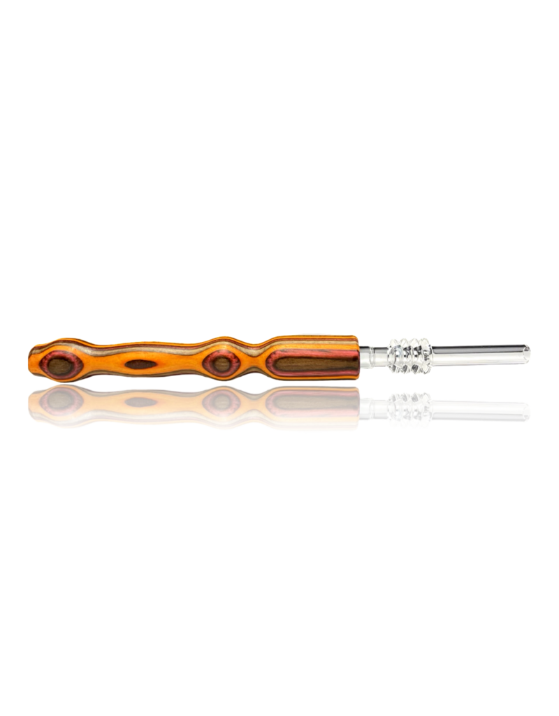 Orange, Cherry & Woodgrain Nectar Straw with Quartz Tip Steve's Dank Pipes