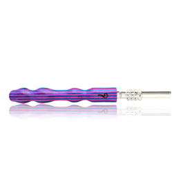 Pink & Blue Woodgrain Nectar Straw with Quartz Tip Steve's Dank Pipes