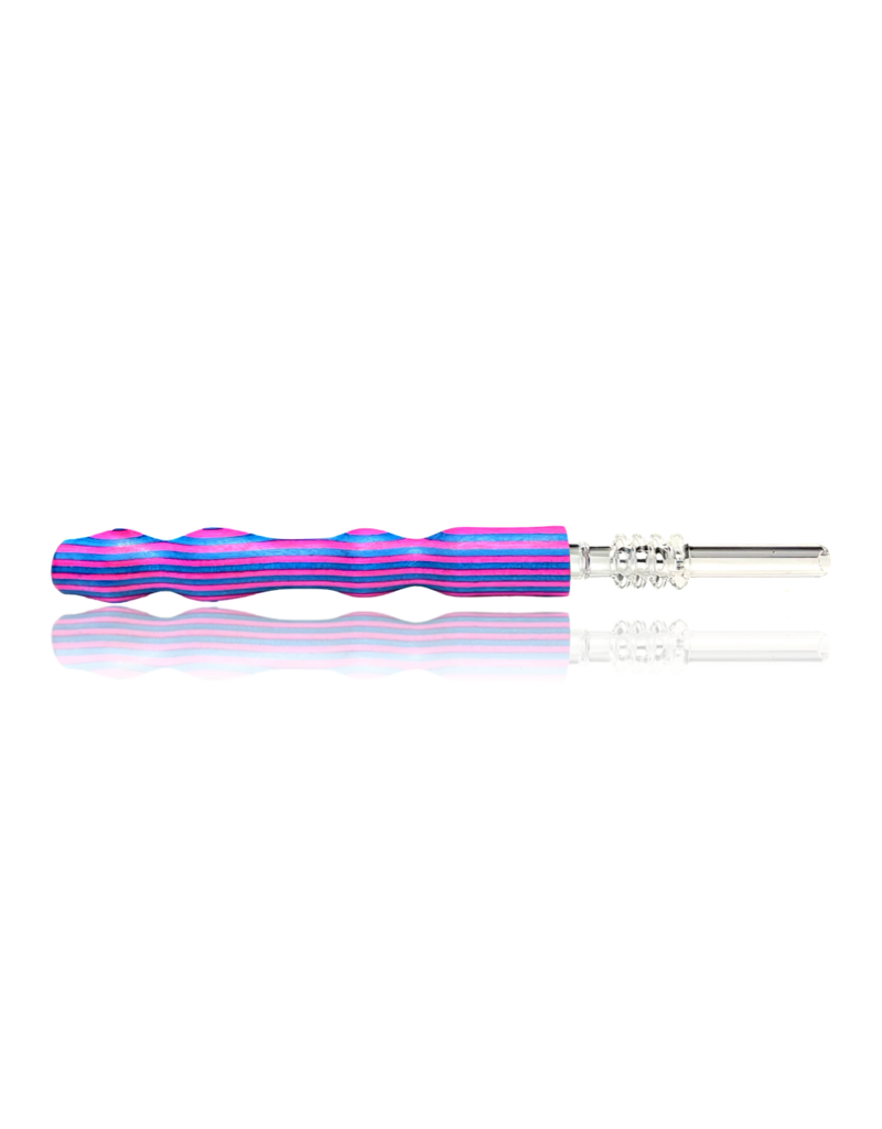 Pink & Blue Woodgrain Nectar Straw with Quartz Tip Steve's Dank Pipes