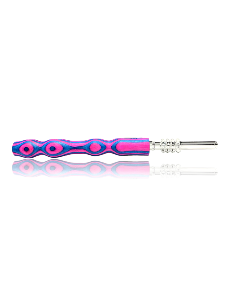 Pink & Blue Woodgrain Nectar Straw with Quartz Tip Steve's Dank Pipes