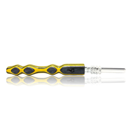 Yellow & Charcoal Woodgrain Nectar Straw with Quartz Tip Steve's Dank Pipes