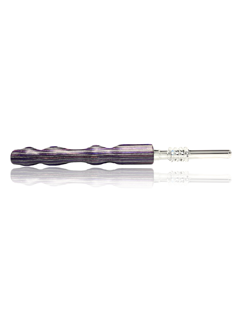 Purple & Charcoal Woodgrain Nectar Straw with Quartz Tip Steve's Dank Pipes