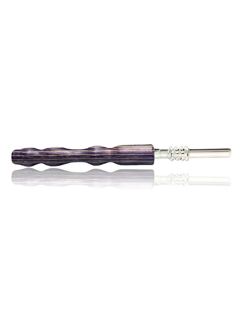 Purple & Charcoal Woodgrain Nectar Straw with Quartz Tip Steve's Dank Pipes