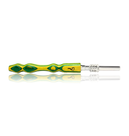 Green & Yellow Woodgrain Nectar Straw with Quartz Tip Steve's Dank Pipes
