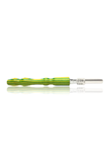 Green & Yellow Woodgrain Nectar Straw with Quartz Tip Steve's Dank Pipes
