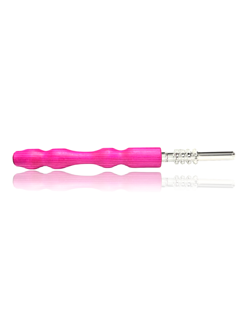 Pink Woodgrain Nectar Straw with Quartz Tip Steve's Dank Pipes