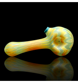 Witch DR Butterscotch & Agua Azul Chevron Sag Pipe Engelmann Glass