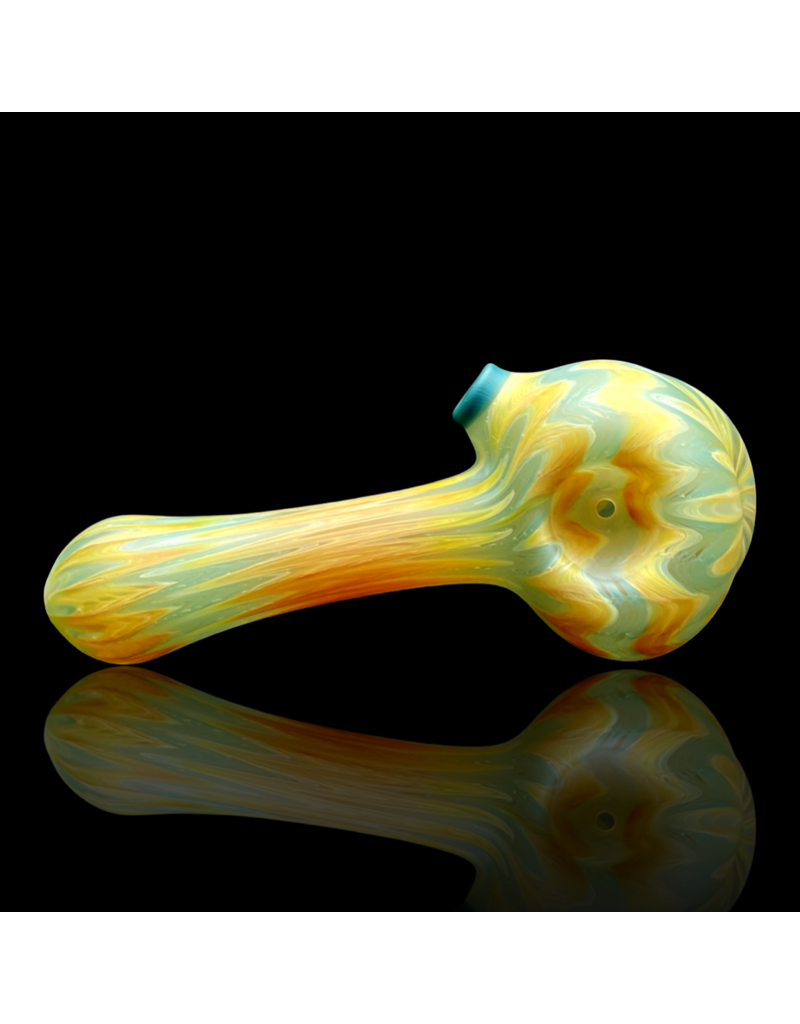 Witch DR Butterscotch & Agua Azul Chevron Sag Pipe Engelmann Glass