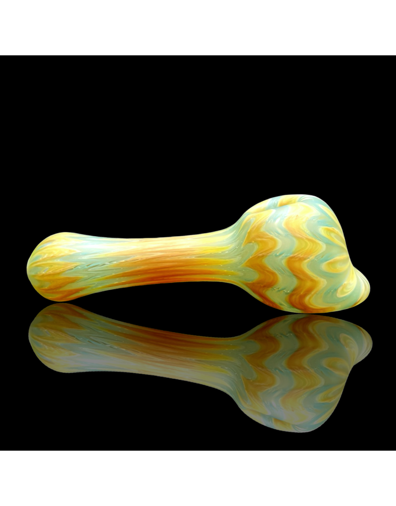 Witch DR Butterscotch & Agua Azul Chevron Sag Pipe Engelmann Glass