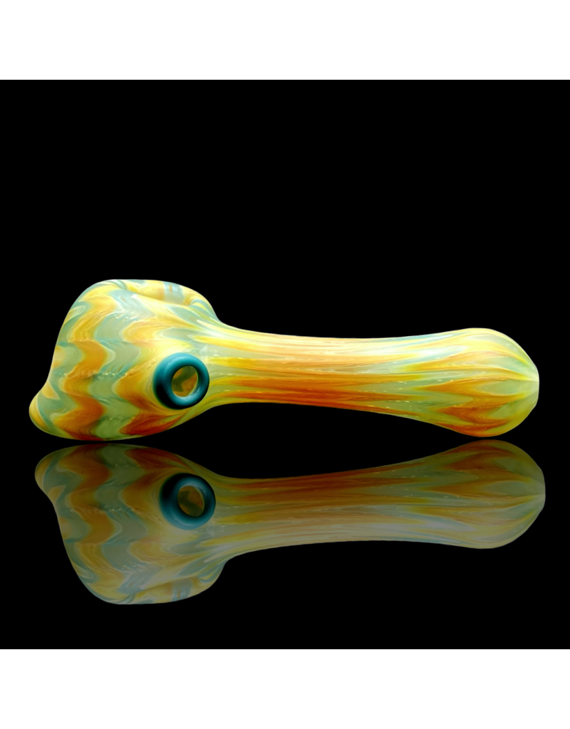 Witch DR Butterscotch & Agua Azul Chevron Sag Pipe Engelmann Glass