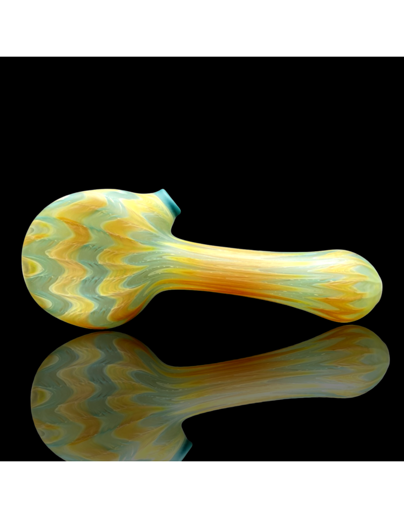 Witch DR Butterscotch & Agua Azul Chevron Sag Pipe Engelmann Glass