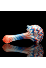 Witch DR Cherry, Blue Spruce & Star White Chevron Sag Pipe Engelmann Glass