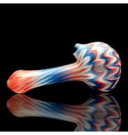 Witch DR Cherry, Blue Spruce & Star White Chevron Sag Pipe Engelmann Glass