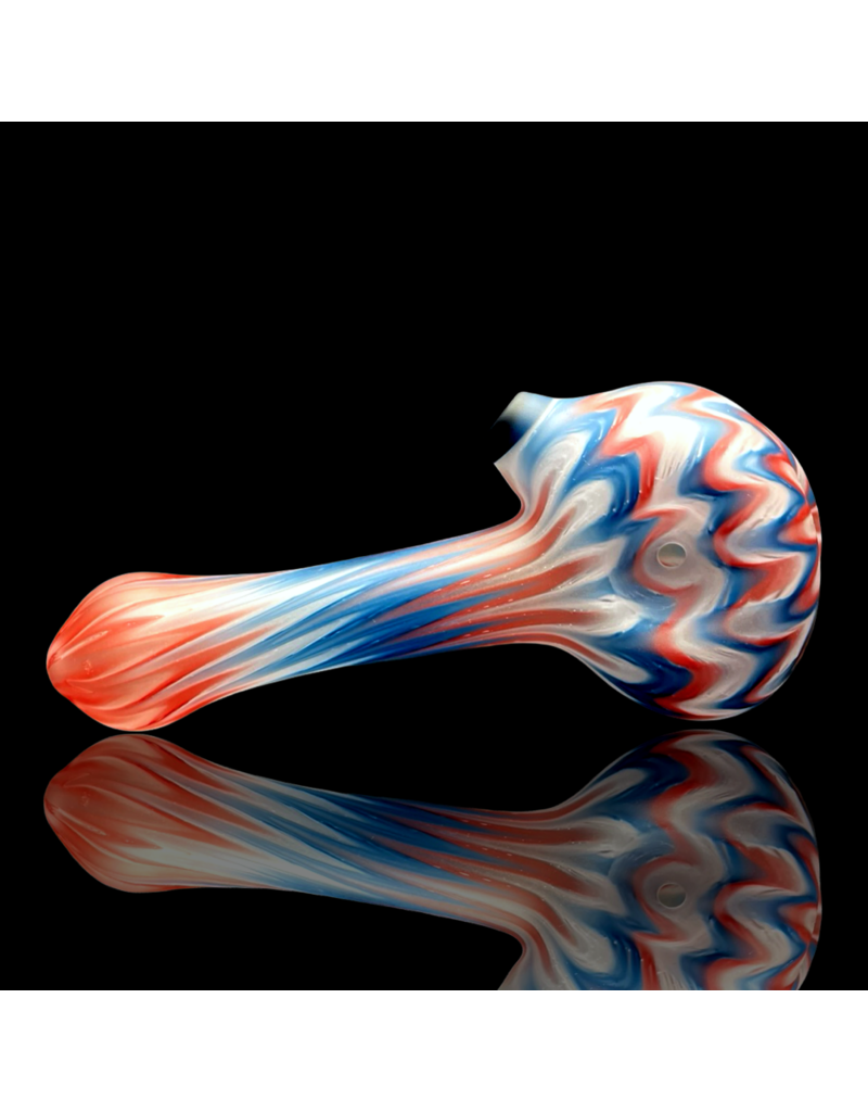 Witch DR Cherry, Blue Spruce & Star White Chevron Sag Pipe Engelmann Glass