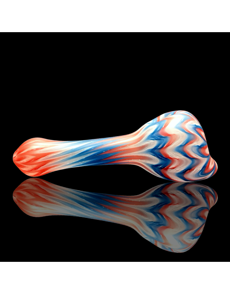 Witch DR Cherry, Blue Spruce & Star White Chevron Sag Pipe Engelmann Glass