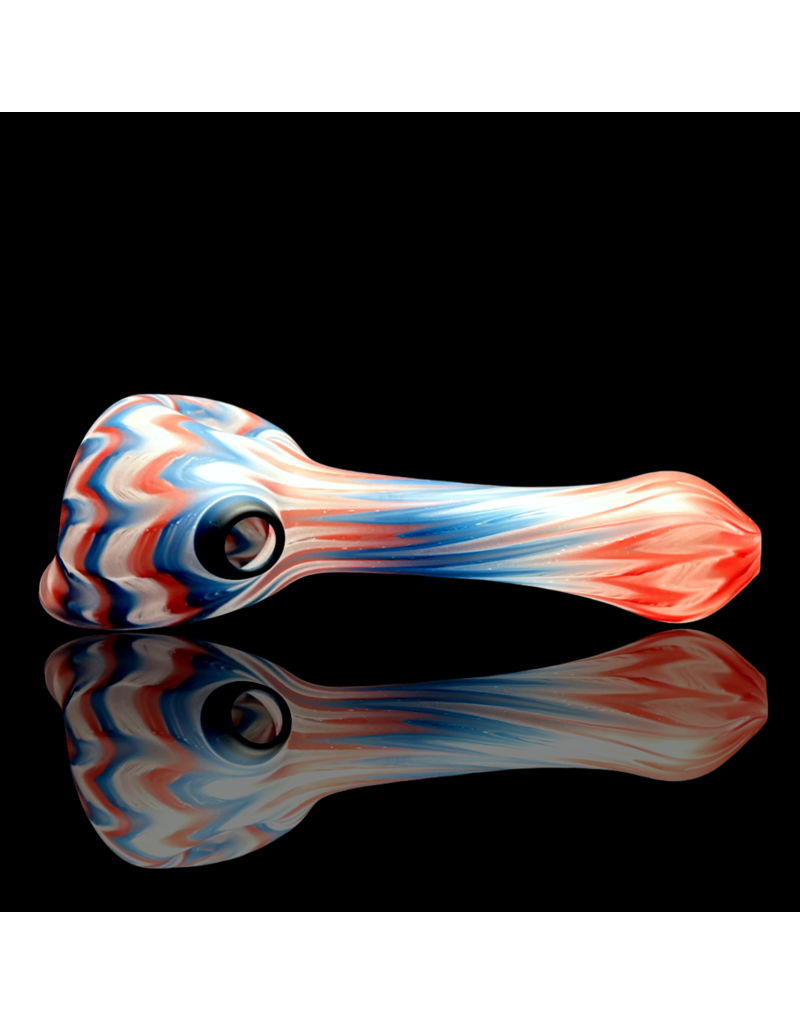 Witch DR Cherry, Blue Spruce & Star White Chevron Sag Pipe Engelmann Glass