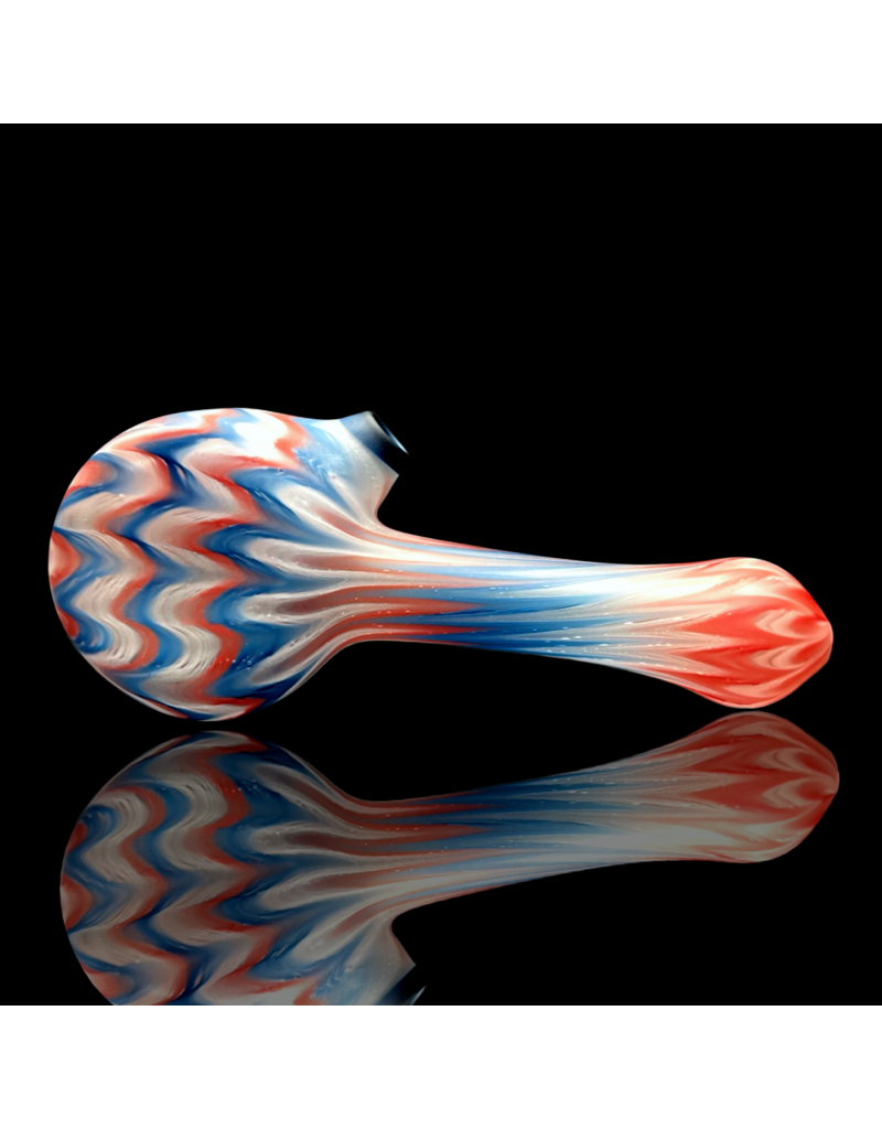 Witch DR Cherry, Blue Spruce & Star White Chevron Sag Pipe Engelmann Glass