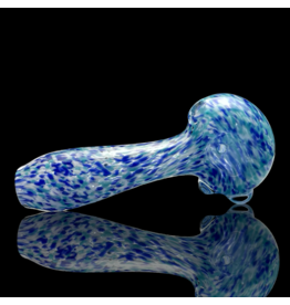 ISO Teal Blue & White Frit Pipe Karmic Glassworks