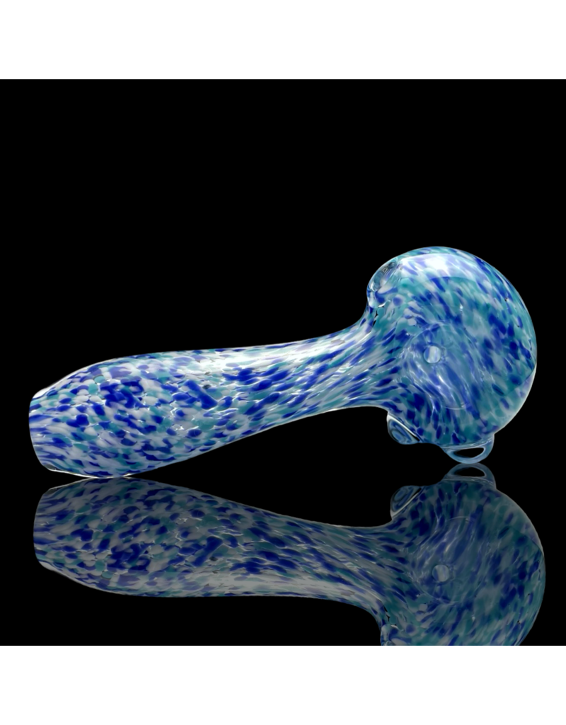 ISO Teal Blue & White Frit Pipe Karmic Glassworks