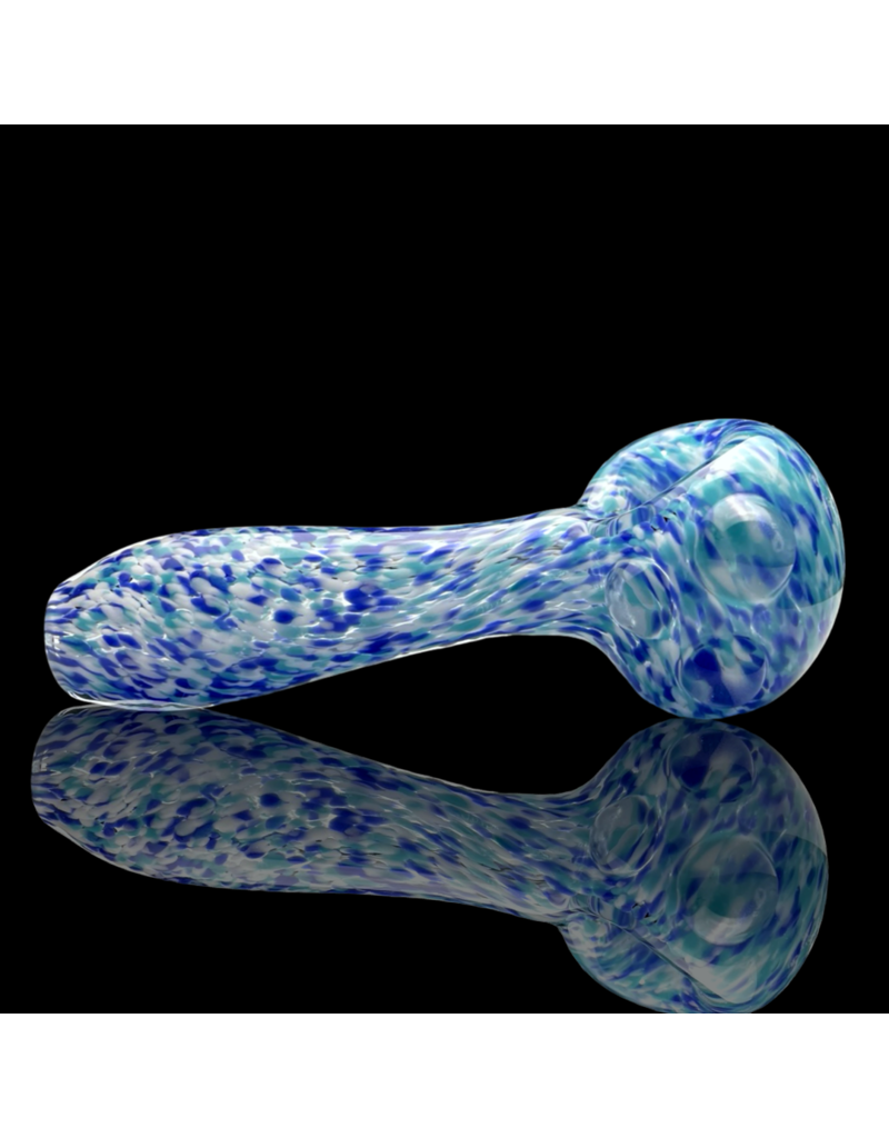 ISO Teal Blue & White Frit Pipe Karmic Glassworks