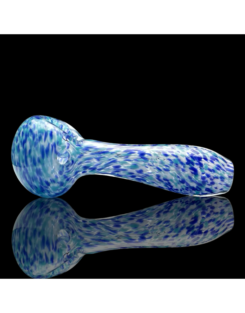 ISO Teal Blue & White Frit Pipe Karmic Glassworks