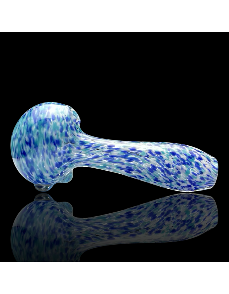 ISO Teal Blue & White Frit Pipe Karmic Glassworks