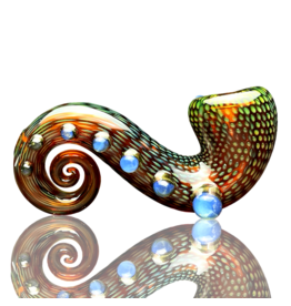 Firekist Glass Amber & Fume Snakeskin Curl Lock w/ Accents Firekist