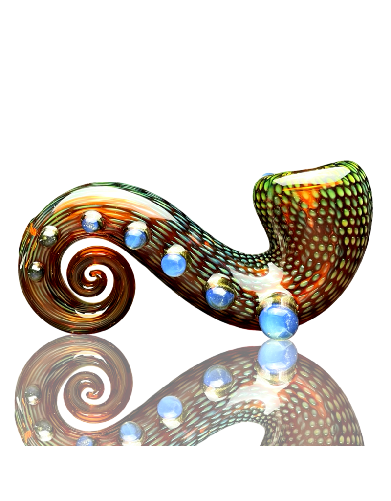 Firekist Glass Amber & Fume Snakeskin Curl Lock w/ Accents Firekist