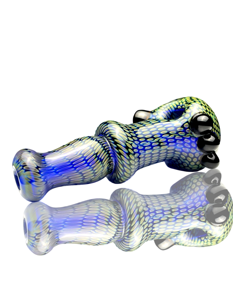 Firekist Glass LG Fume on Cobalt Snakeskin Pipe Firekist