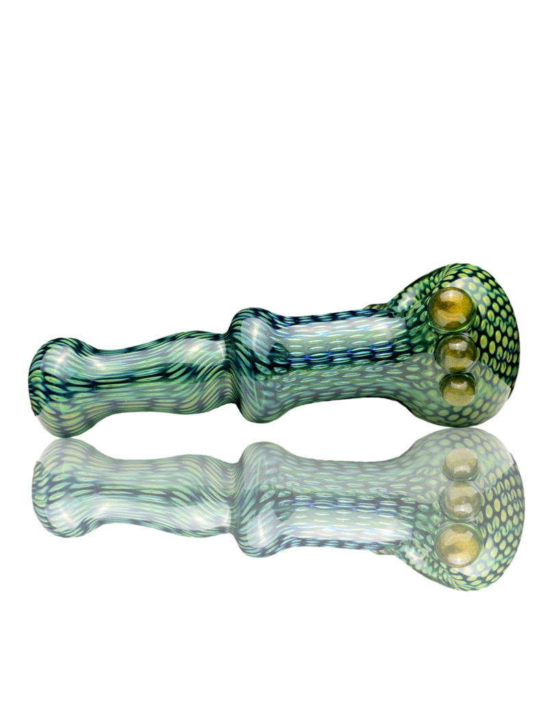Firekist Glass LG Green & Fume Snakeskin Pipe Firekist