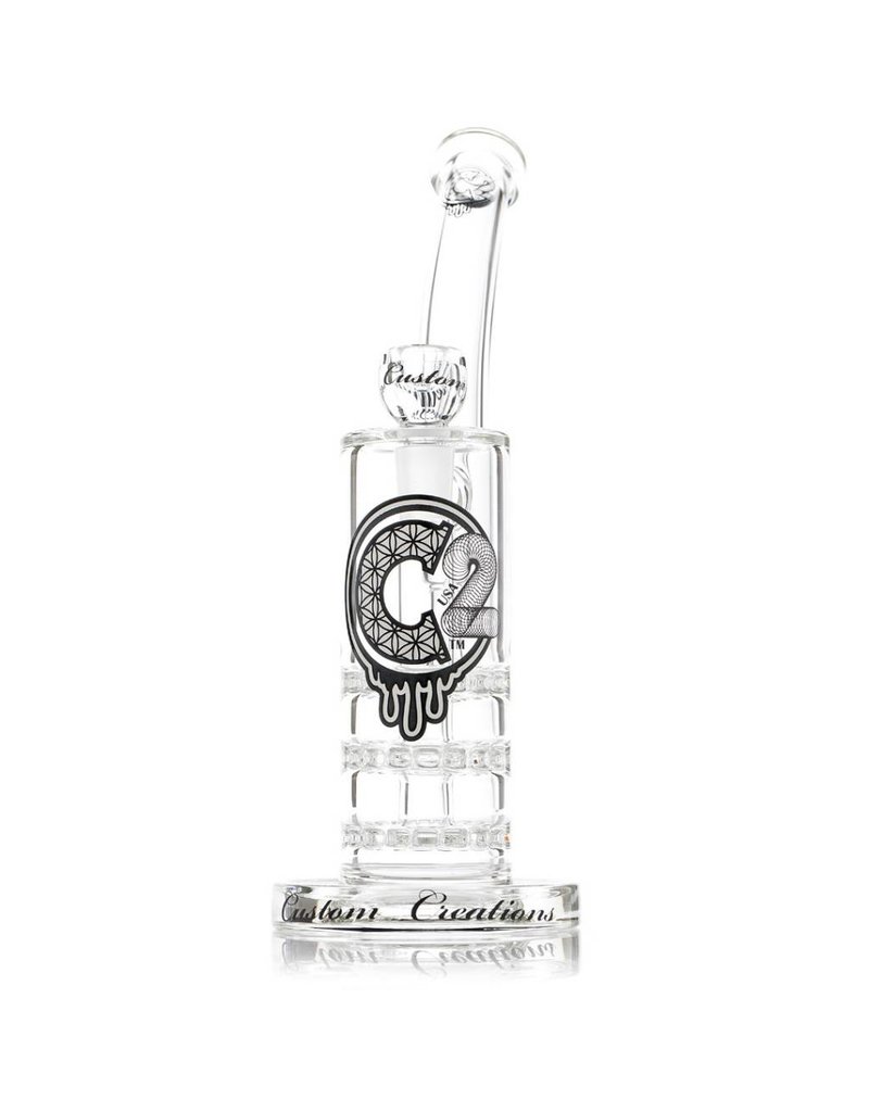 Custom Creations C2 14mm Triple Ratchet Perc Bubbler 50mm Custom Creations