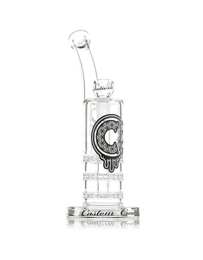 Custom Creations C2 14mm Triple Ratchet Perc Bubbler 50mm Custom Creations