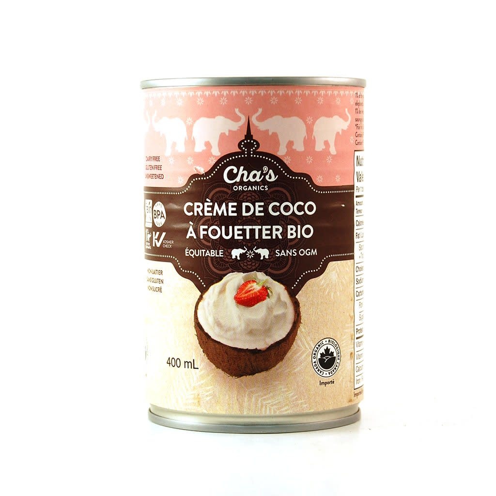 Crème de coco bio équitable à fouetter 400ml-Cha's - Achat en ligne -  Eco-Boutique Un Monde A Vie
