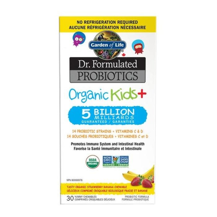 Probiotiques Organics Kids+ 5 milliards, 30 comprimés croquables