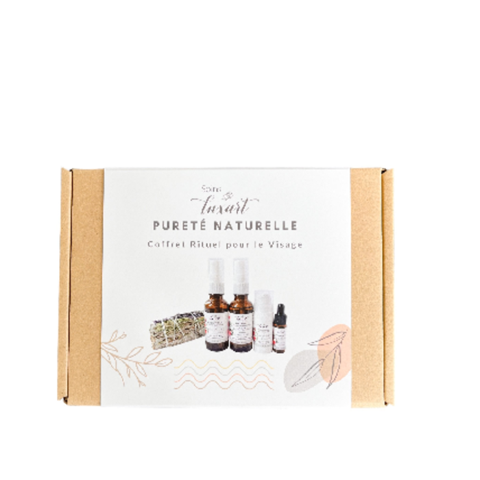 Coffret Rituel Bois de rose (Huile nettoyante, eau florale, crème, sérum, bouquet de sauge)