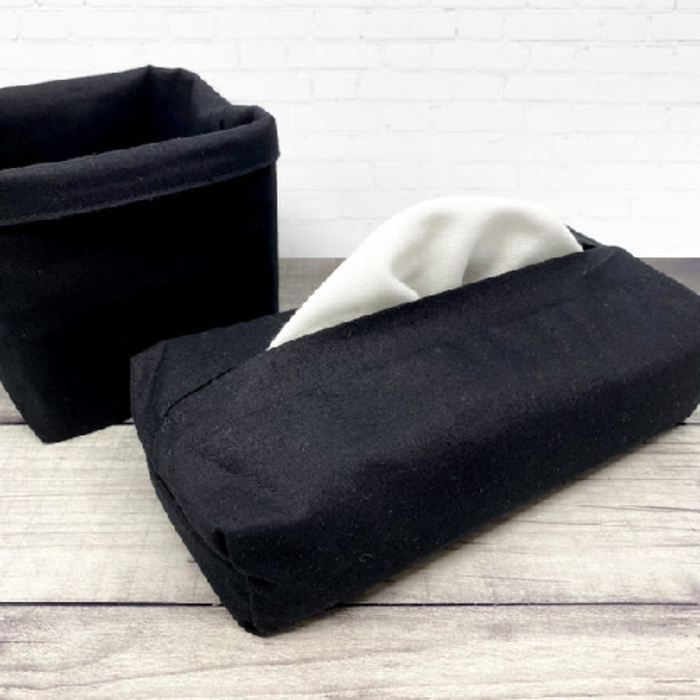 Ens. 24  mouchoirs blancs lavables avec la boîte et le panier réversible -