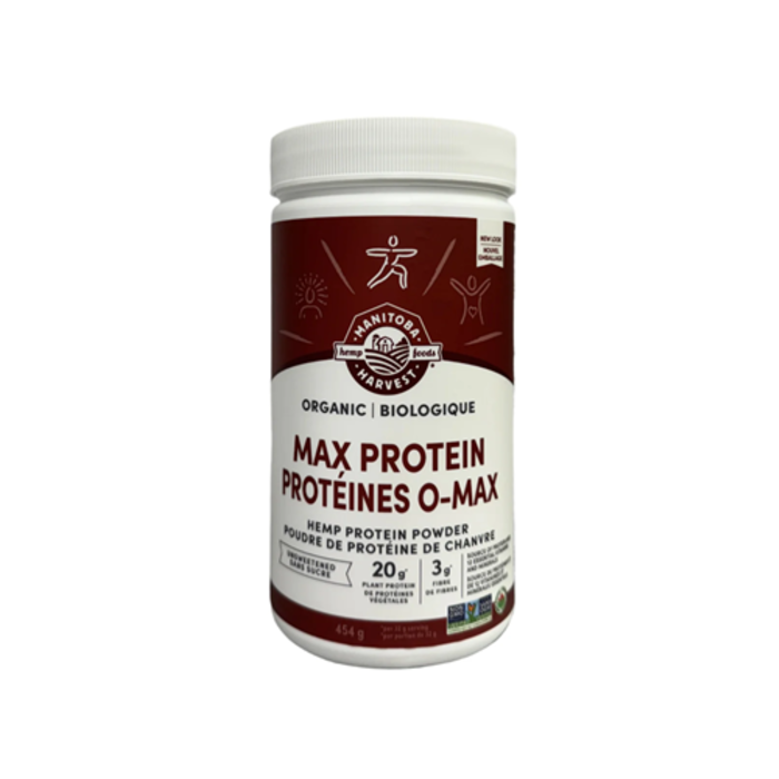 Protéines O-Max Poudre de protéines de chanvre non sucrées 454g
